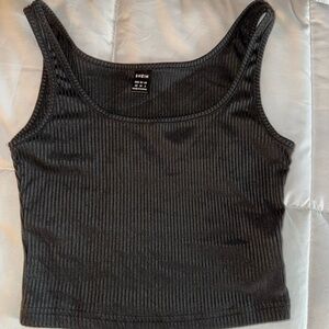 SHEIN Black Sleeveless Ribbed Crop Tank Top